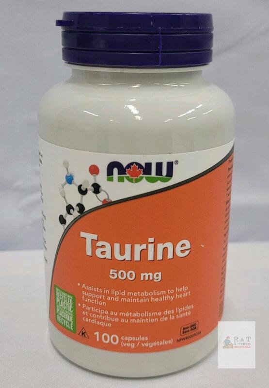 NOW Taurine 500 mg 100 Veg Capsules &ndash; NPN 80043504, Kosher, Non-GMO, Exp. 09/28, Lot 3432679