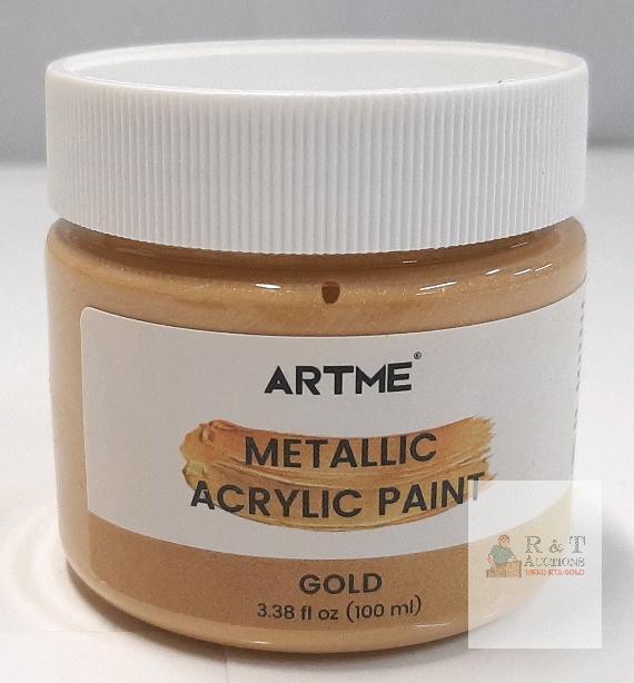 NEW ARTME Metallic Gold Acrylic Paint, 3.38 fl oz (100 ml), ASTM D-4236 & EN71, Non-Toxic, Batch AP20240001
