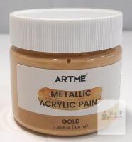 NEW ARTME Metallic Gold Acrylic Paint, 3.38 fl oz (100 ml), ASTM D-4236 & EN71, Non-Toxic, Batch AP20240001