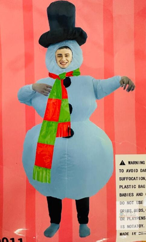 Adult Inflatable Snowman Costume with Blower, Model Q010011, Fits Most Adults, New,