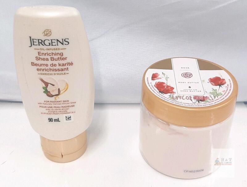 Jergens Enriching Shea Butter Moisturizer 90mL & Rose Body Butter 200mL, Enriched with Shea