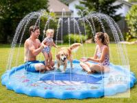 Large 68" Ocean-Themed Splash Play Mat Sprinkler Pad | PVC, Hose Connector, Ages 3+