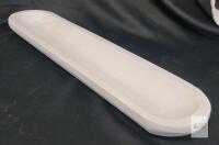 Long Hand-Carved White Decorative Dough Bowl, 27.5" (70 cm) Wood Centerpiece, Faceted Design