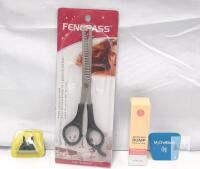 FENGPASS Hair Thinning Scissors, 6-inch Stainless Steel Blades, Black Plastic Handles
