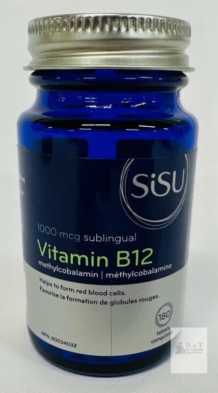 SiSU Vitamin B12 1000 mcg Sublingual Tablets, Methylcobalamin, 180 Tablets, Vegan, Non-GMO