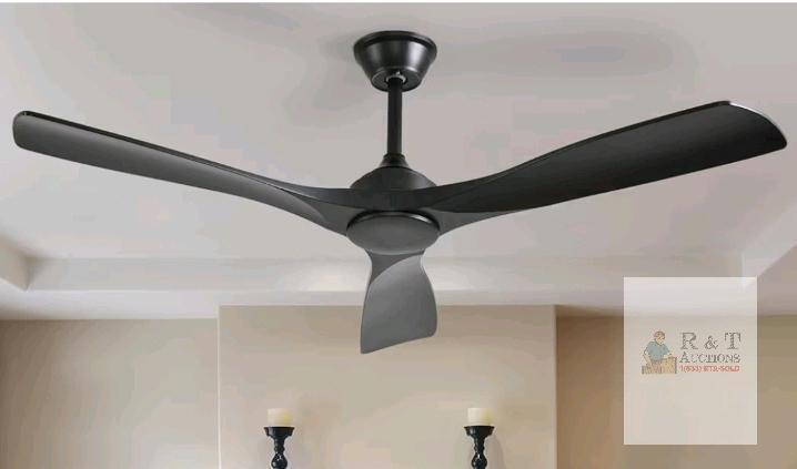 BvenuBigLite 52" Modern Ceiling Fan WS-FPZ180-18B-BK, 3 ABS Blades, 6-Speed, Remote, Black, DC Motor