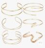 TIESOME 6-Piece Adjustable Gold-Tone Arm Cuff Bracelet Set, Minimalist Design