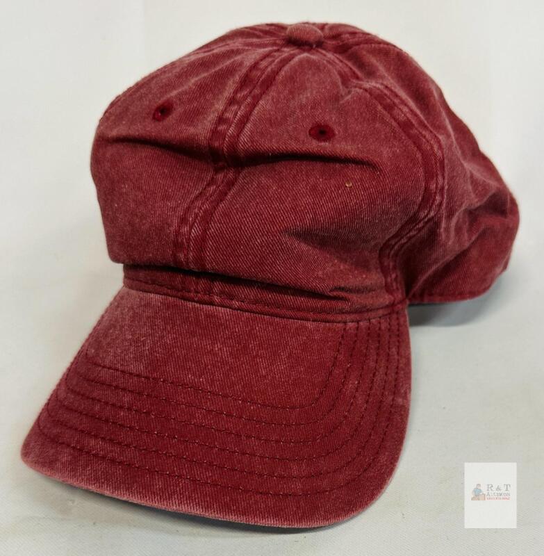 new Washed Cotton Baseball Cap, Wine Red, Medium, Brass Buckle Closure