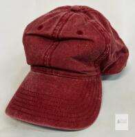 new Washed Cotton Baseball Cap, Wine Red, Medium, Brass Buckle Closure
