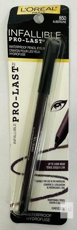 L'Or&eacute;al Infallible Pro-Last 850 Aubergine Waterproof Pencil Eyeliner, 0.042oz/1.2g, Sealed