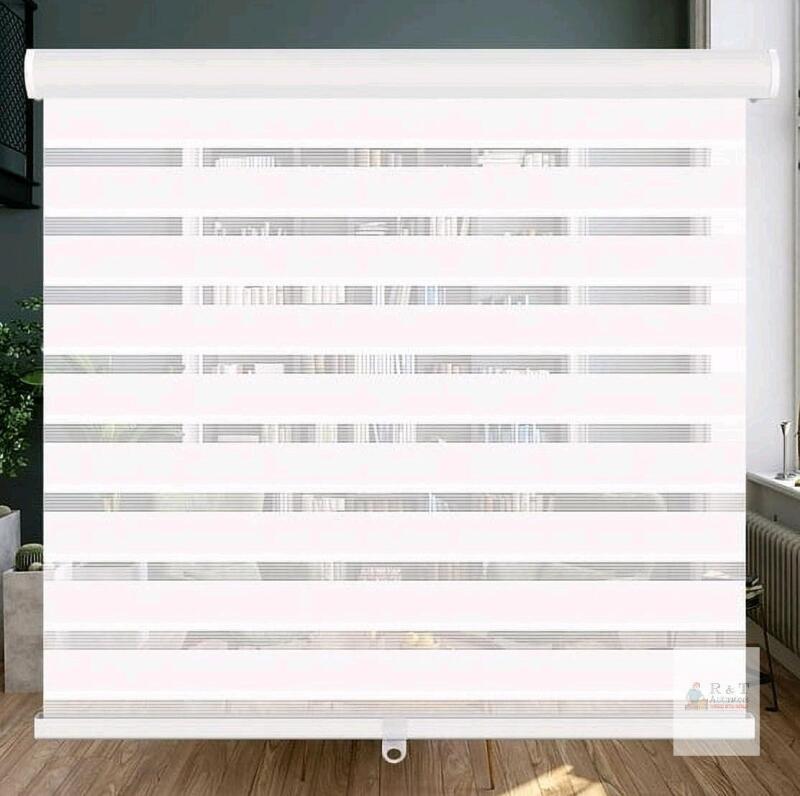 LUCKUP Cordless Zebra Roller Blinds, 72" H, White, Dual-Layer Sheer and Solid Fabric