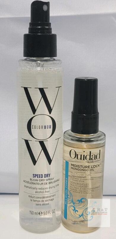 Color Wow Speed Dry Blow-Dry Spray 5.0oz & Ouidad Moisture Lock Mongongo Oil 1.7oz for Styling & Curls