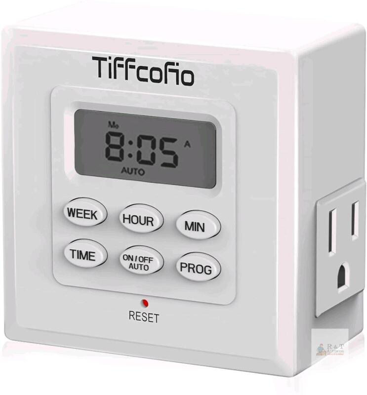 New Tiffcofio Indoor Digital Timer, 7 Day Programmable Plug in Outlet Timer, 2 Grounded Outlets for Lamps and Indoor Lightings, MH-269
