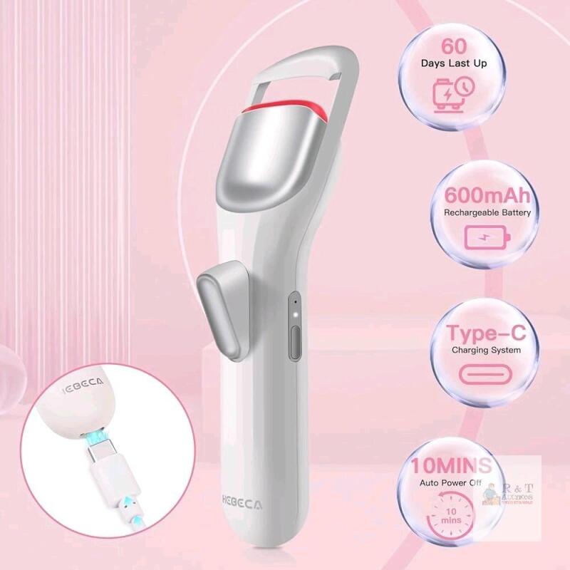 New HEBECA Heated Eyelash Curler Pro,Heated Lashes Curler with 149&deg;F /167&deg;F Heat Settings, Heat Eye Lashes Curler with Food-Grade Silicone pad and Rechargeable 600mAh Battery (Pearl White, Colours May Vary)