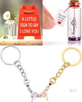 New Gifts of Affection to Loved Ones: A Little (2") Sign To Say " I Love You", " You Hold The Key To My Heart " Bottle With Glitter & Key, Pair of " Pinky Promise " Keychains