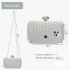 New Women Peeptoe Satin Evening Bag Clutch Purse Handbags Crossbody Hardcase for Party Prom Wedding - 2