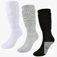 Coziwill Girls' Slouch Socks - 3 Pairs (Black, Grey, White), Medium Size
