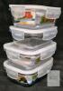 4 New TEEM Rectangular Glass Food Storage Containers with Lids, Airtight Meal Prep Containers . Borosilicate Glass, Leak-Proof, Oven Microwave Freezer Dishwasher Safe