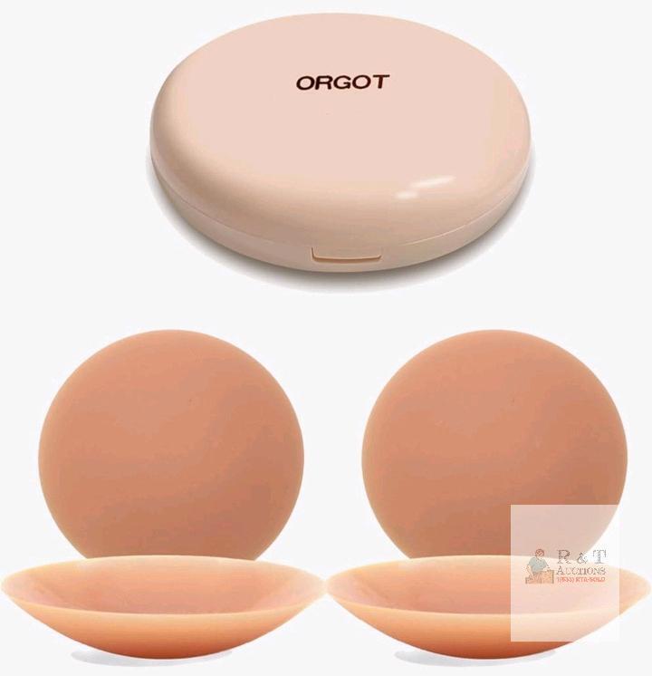 New - Orgot Silicone Nipple Covers for Women - 2 Pairs, Sticky Silicone Nipple Pasties Reusable w/Case, Ultra Thin Breast Petals, w/Boob Tape