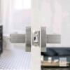 New Interior Privacy Door Lever for Bedroom Stainless Steel Bathroom Flat Reversible Door Handle Square Door Lock Set Without Key Brushed Nickel (1 Pack Privacy No Key Lock) - 2
