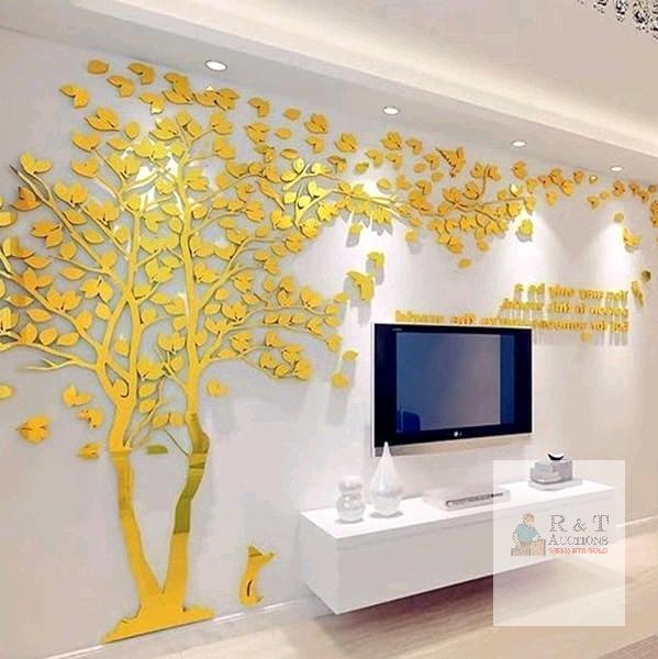 New 98" by 51" 3D Tree Wall Stickers. (Gold Left)