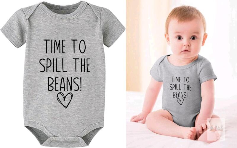 New Size 0-3 Months - Grey - Time to Spill The Beans! Newborn Romper Short Sleeve Summer Onesie