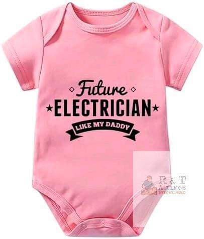 New Size 0-3 Months - Pink - Future Electrician, Like My Daddy! Newborn Romper Short Sleeve Summer Onesie