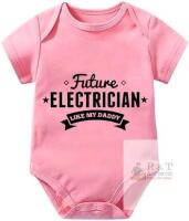 New Size 0-3 Months - Pink - Future Electrician, Like My Daddy! Newborn Romper Short Sleeve Summer Onesie