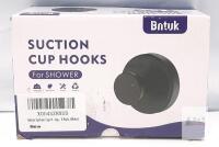 Bntuk Suction Cup Shower Hooks, 4 Pack, White, Stainless Steel, Holds Up to 15 lbs