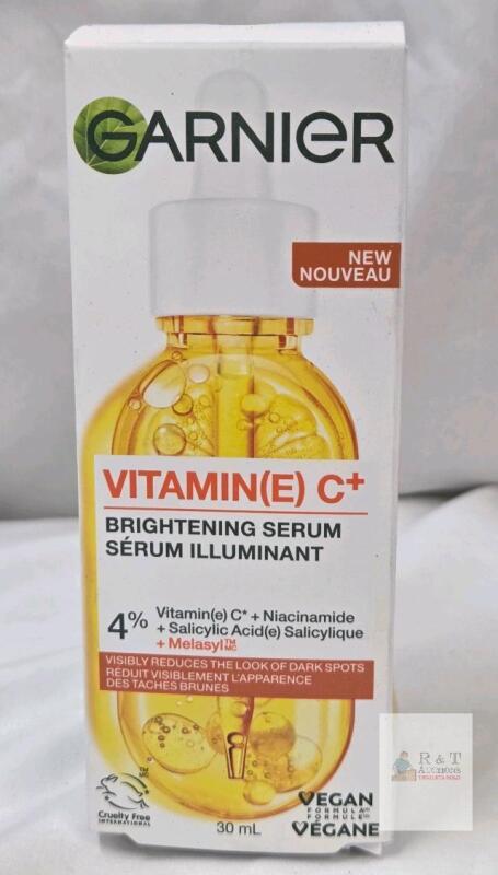 Garnier Vitamin(E) C+ Brightening Serum 30 mL, Vegan, Reduces Dark Spots, 4% Actives