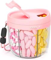 New Cute Pink Pill Organizer with 7 Large Compartments, Portable Pill Box 7 Day with Wide Opening for Easy Use, Travel Pill Container for Medications, Vitamins, Fish Oils, Supplements