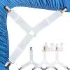 4 Pcs Bed Sheet Holders for Corners Straps Fasteners, White | Triangle Sheet Fasteners, Fitted Flat Sheet Corner Holder, Elastic Adjustable, Clip Suspenders Grippers