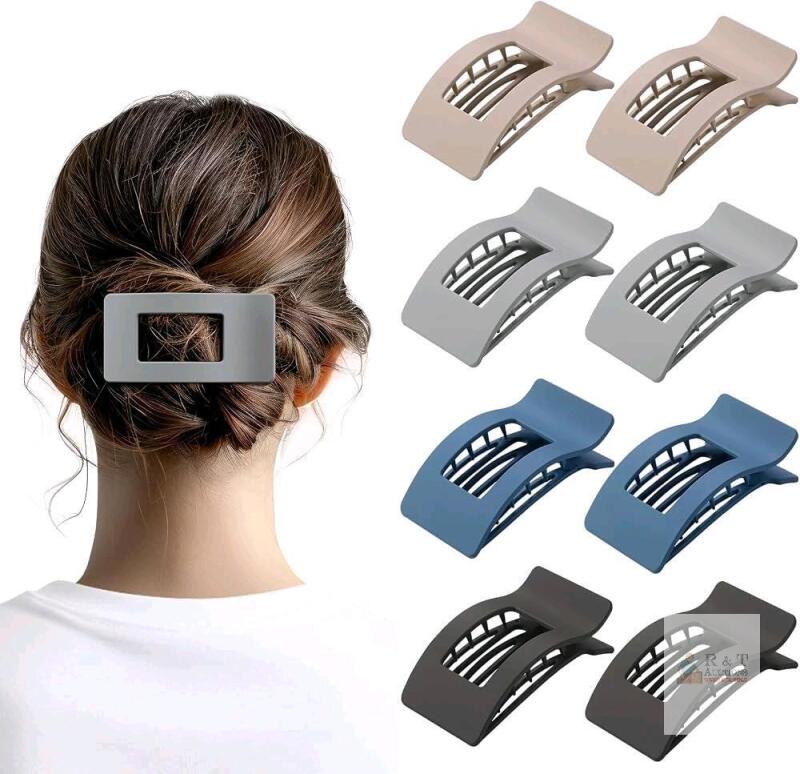 New Ehaler 8 Pack French Flat Hair Clips for Women &ndash; Large Matte No-Slip Claw Barrettes for Thick & Thin Hair, Strong Hold Styling Accessories (Dark Neutral)