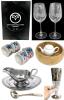 2 Between The Lines Winery Wine Glasses, Ceramic Single Serve Teapot, Large 9.25" &times; 4.25" Wood Salad Bowl, Irvinware USA Gravy Boat & Dish, Silverplate Goblet & 4pc Auckey Philippines Ceramic Napkin Rings, No Chips or Cracks