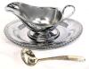 2 Between The Lines Winery Wine Glasses, Ceramic Single Serve Teapot, Large 9.25" &times; 4.25" Wood Salad Bowl, Irvinware USA Gravy Boat & Dish, Silverplate Goblet & 4pc Auckey Philippines Ceramic Napkin Rings, No Chips or Cracks - 5