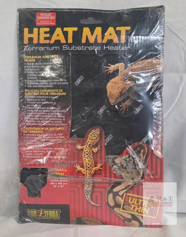 Exo Terra PT2016 Heat Mat 8" x 8" for 10&ndash;20 Gallon Glass Terrariums, 16W, Ultra Thin DAMAGED PACKAGING