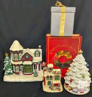 Christmas Light Up Musical Book & Decor Set &ndash; Houses, Tree, Gift Box, Village Scenes