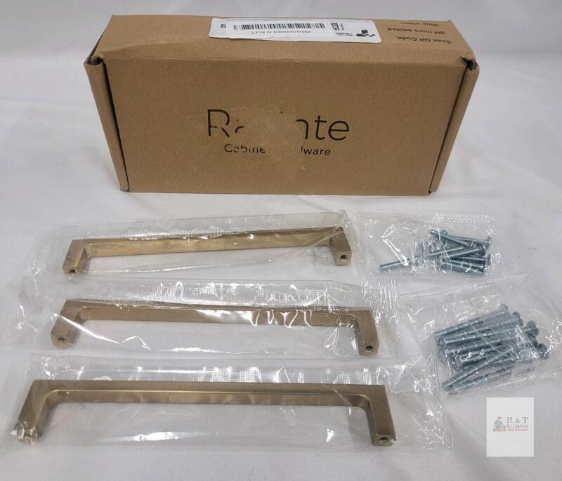 Ravinte Brushed Brass Cabinet Handles, 6.25-Inch Length, Set of 3