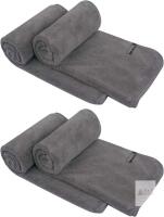 4 New KinHwa Microfiber Hand Towels Ultra Soft and Absorbent Bath Towels Set Large Washcloths for Travel, Camp, Hotel, and Spa 16x30 inches Dark-Gray