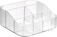 NEW Dasiton H1040-XTR-XL 7-Compartment Clear Acrylic Makeup Brush Holder Organizer, 8"x8"x3"