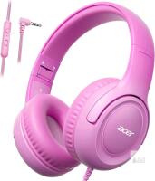 New Acer Kids Headphones - 85/94dB Volume Limiter, Foldable Wired Over Ear Headphones for Travel, 3.5mm Jack, Toddler Headphones for School, Travel, iPad, Tablet, Pink Gradient, HK03
