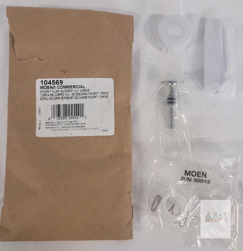 Moen 104569 M-Dura Flush Valve Body Nut Kit, OEM, Chrome, Includes 99915 Spring/Bushing Kit