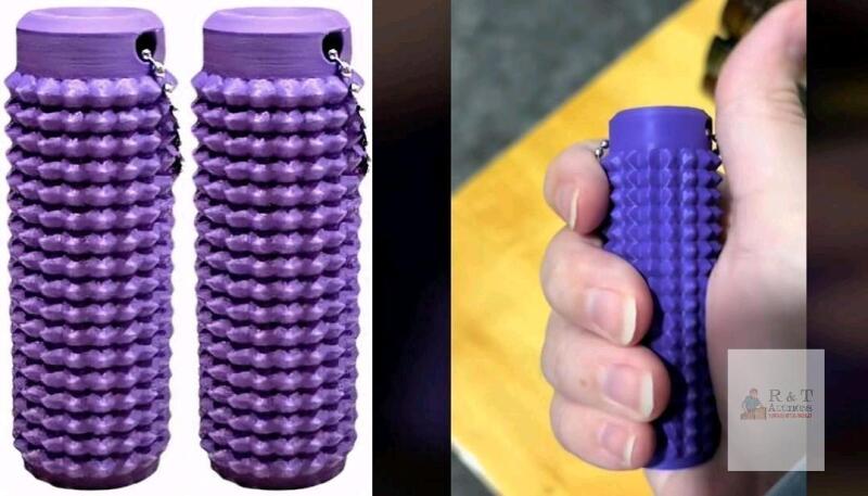 2 New Little Ouchies Pain Fidget, Pain Fidget, Pain Stim Fidget, Portable Mini Roller Massage Keychains, Purple, 2.75" Long Each
