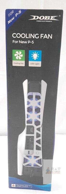 NEW DOBE PS5 Slim Cooling Fan, Triple Fan, USB 3.0 Output, LED Light, For Digital Edition, White