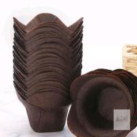 New 100pcs Lotus Style Baking Cups Cupcake Liners Cupcake Baking Cups Muffin Liners Greaseproof Paper Cup Cake Liner Oil Proof Paper (Dark Brown)