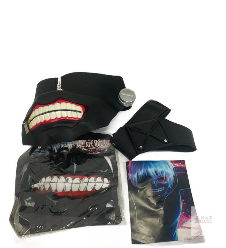 Tokyo Ghoul Kaneki Ken Cosplay Mask Set, Synthetic Leather, Anime Zipper Mouth, 2 Masks, Art Print- MOVIE TOO!