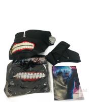 Tokyo Ghoul Kaneki Ken Cosplay Mask Set, Synthetic Leather, Anime Zipper Mouth, 2 Masks, Art Print- MOVIE TOO!