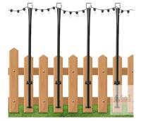 Black Powder-Coated Steel String Light Poles with Fence Mount Kit, Set of 4, 5 ft Height