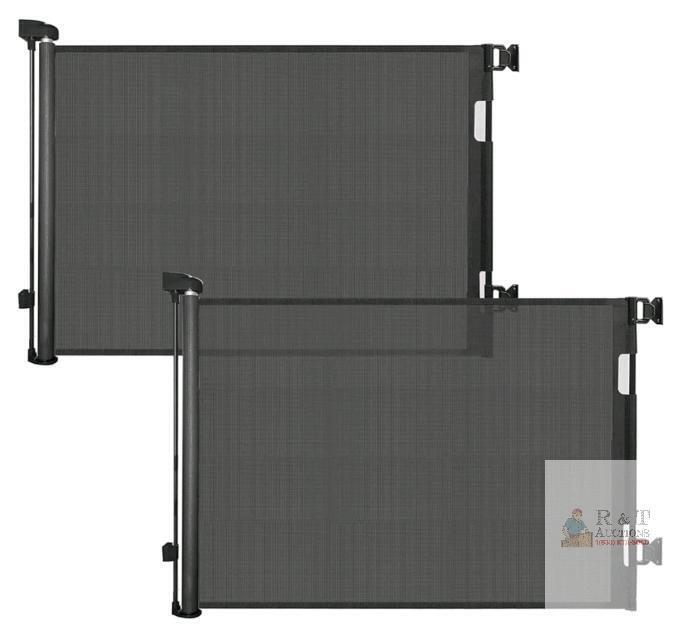 2 Pack Retractable Safety Gate, Black, 55"x33", Wall-Mount, Child & Pet Barrier, X004PSSCNB