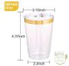 NEW 100 Pack 12oz Gold Rim Disposable Plastic Cups, BPA-Free, IOEC12-100G, - 2